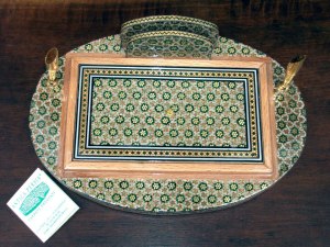 porta corrispondenza da scrivania con vano porta minuterie in mosaico