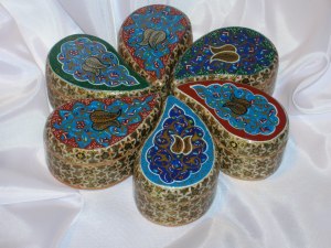 mini portagioie "goccia" tecnica mista miniatura e mosaico